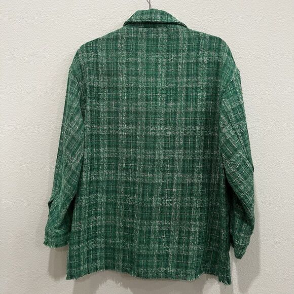 ZARA Woven Plaid Over Shirt Women's S Green Casual Comfy Retro 90s Y2K Boho - Picture 6 of 10